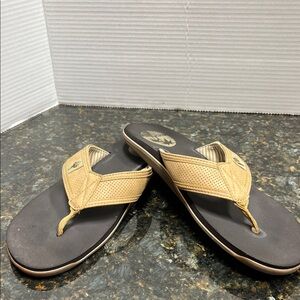 Margaritaville Tan and Black Men's Flip Flops